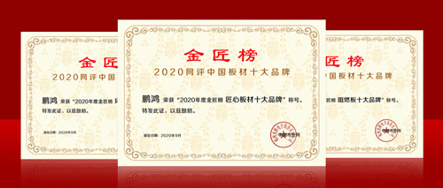 蟬聯(lián)金榜丨鵬鴻斬獲中國板材十大品牌三項(xiàng)殊榮